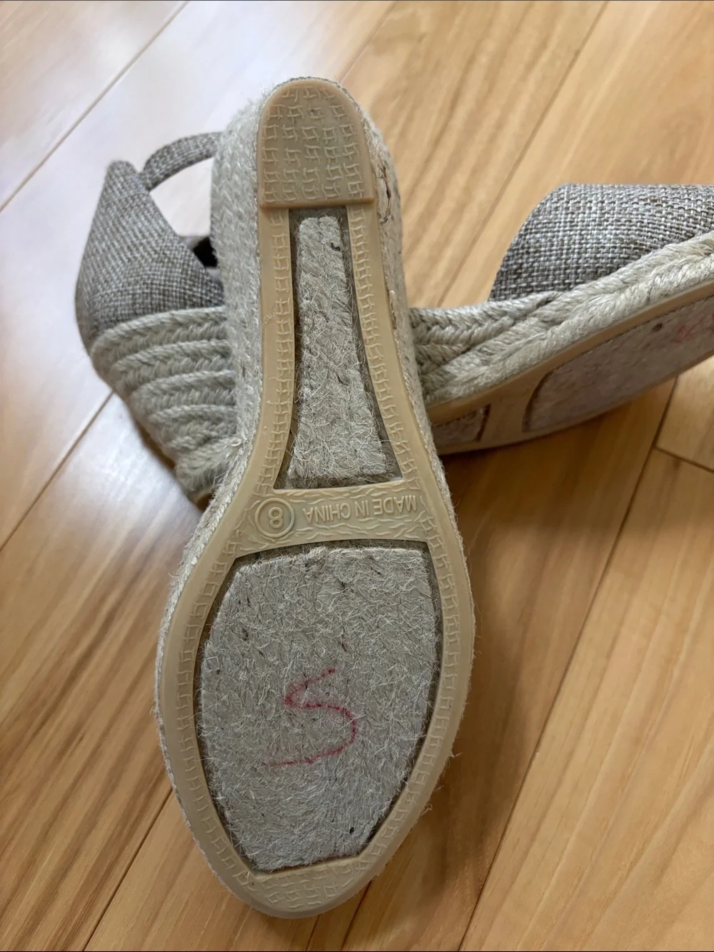 Talbots Neutral Tweed Espadrille Wedge Sandals - Neutral Beige Size 8 M